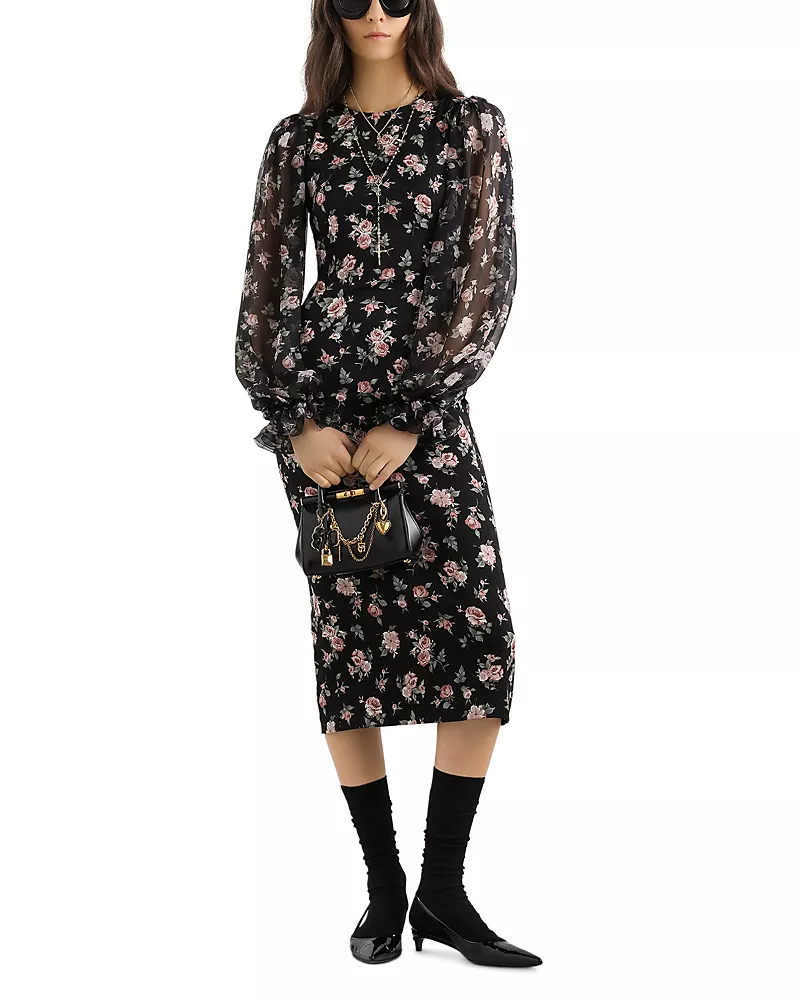 Dolce & Gabbana Vintage Rose Print Charmeuse Dress