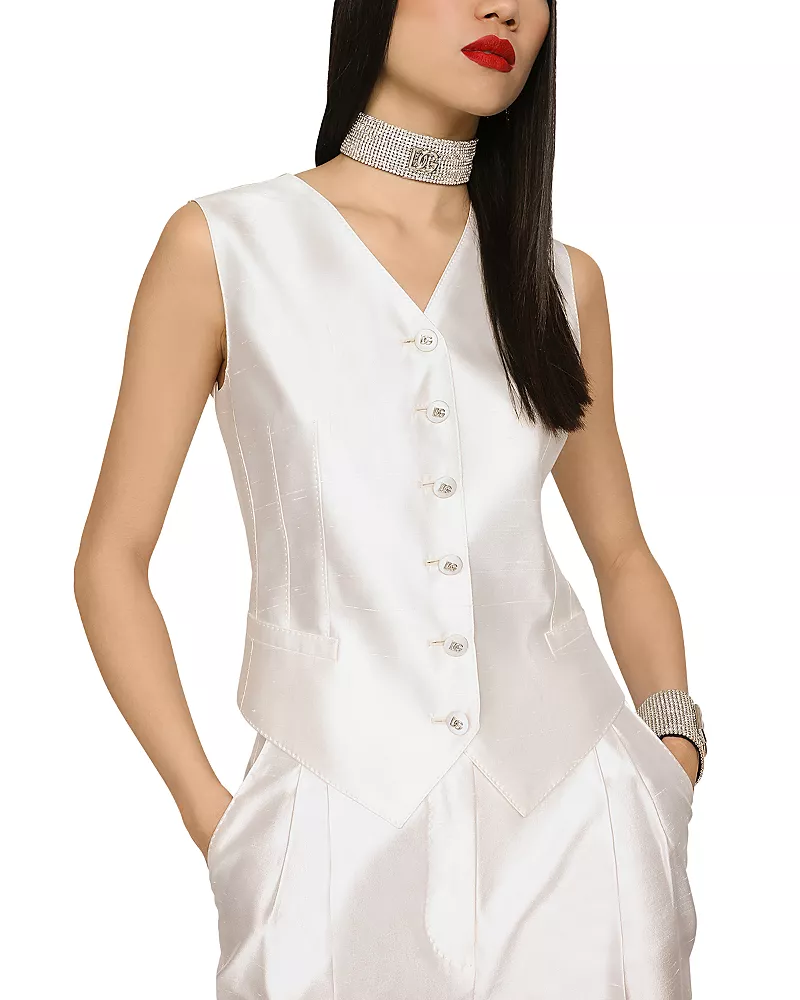 Dolce & Gabbana Silk Blend Button Vest