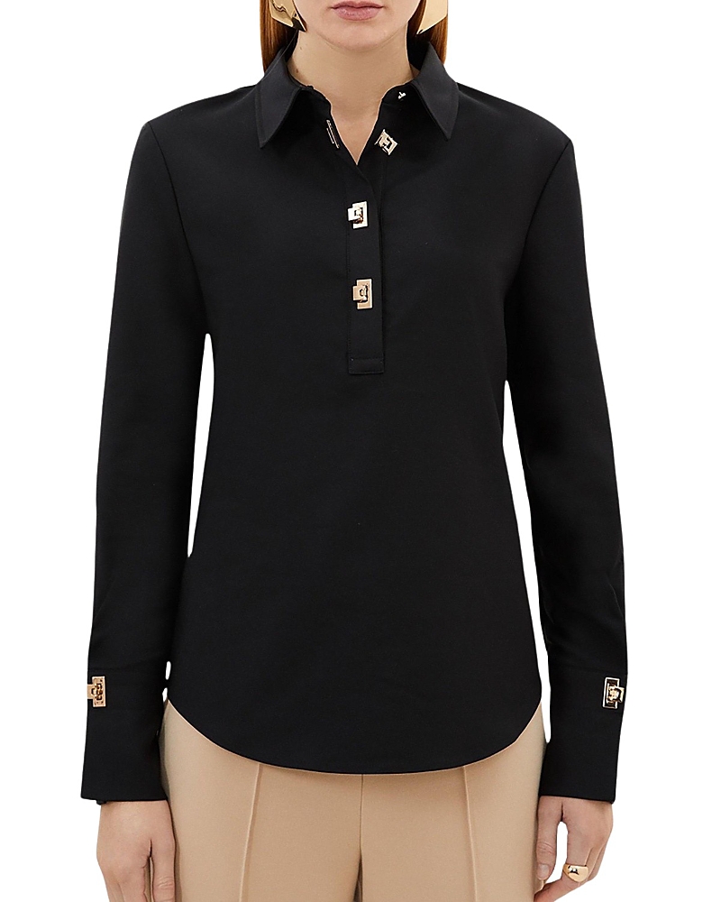Karen Millen Techno Cotton Gold Clasp Shirt