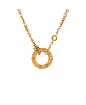  2 Diamonds Love Pendant Necklace 18K Gold and Diamonds, 16"