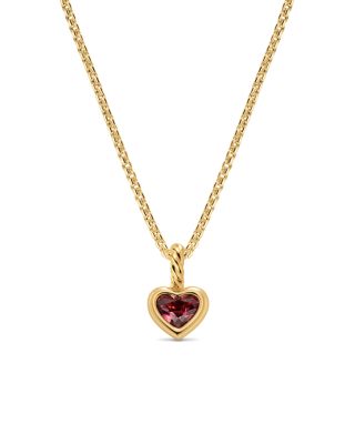 Mini Heart Amulet in 18K Yellow Gold with Rhodolite Garnet, 7.2mm