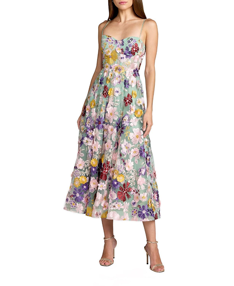 Mac Duggal Sweetheart Neck Embroidered Midi Dress