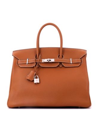 Birkin 35 Handbag Brown Togo with Palladium Hardware