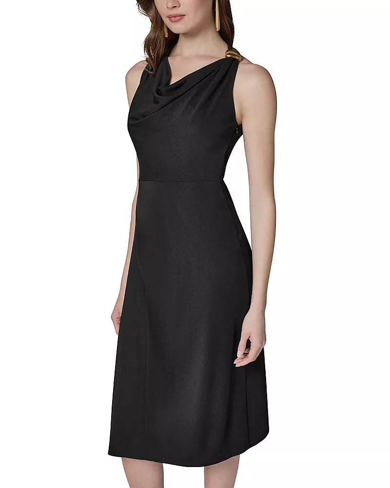 Donna Karan Cowlneck A Line Dress
