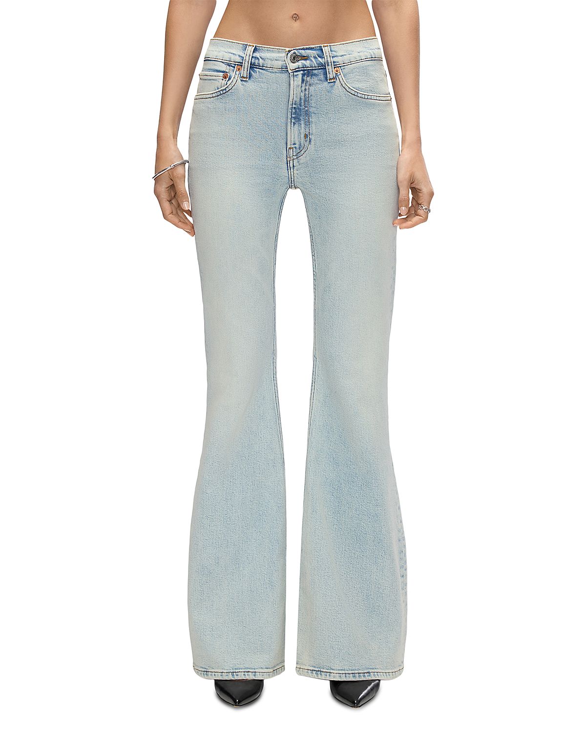 Re/Done The Strutter Mid Rise Flare Leg Jeans