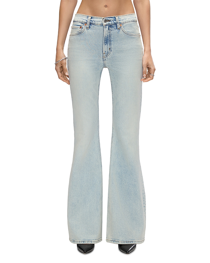 Re/Done The Strutter Mid Rise Flare Leg Jeans in Solana Blue