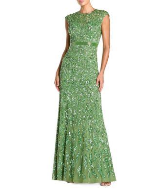 Embellished High Neck Cap Sleeve Gown