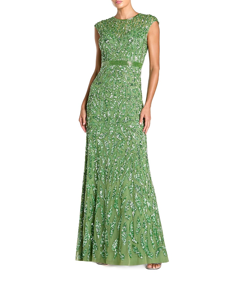Mac Duggal Embellished High Neck Cap Sleeve Gown