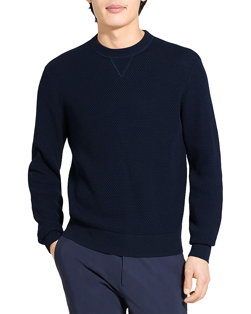Theory Myhlo Long Sleeve Crewneck in Tactile Cotton New Dark Vapor Sweater