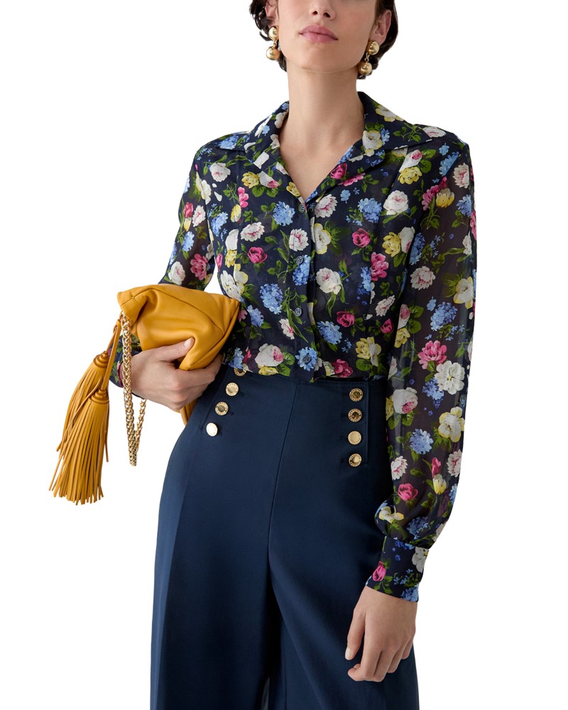 Carolina Herrera Isabella Silk Shirt in Midnight Multi