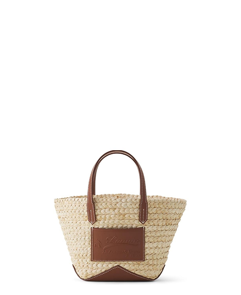 Lanvin Catch Small Basket in Woven Straw and Leather