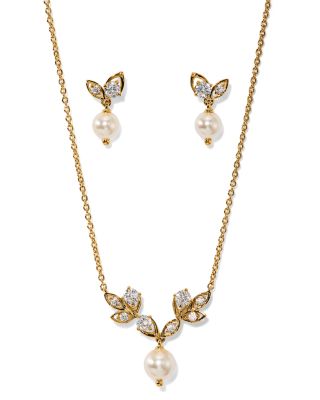 Adorn Vine Mixed Stone Vine Drop Earrings & Statement Necklace Set  