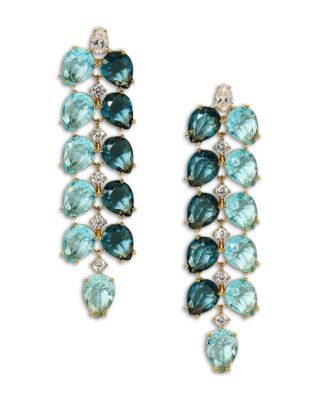 Mojito Pear Shape Crystal Double Row Linear Drop Earrings 