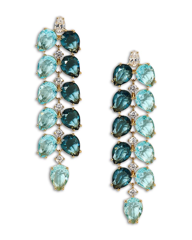 Nadri Mojito Pear Shape Crystal Double Row Linear Drop Earrings
