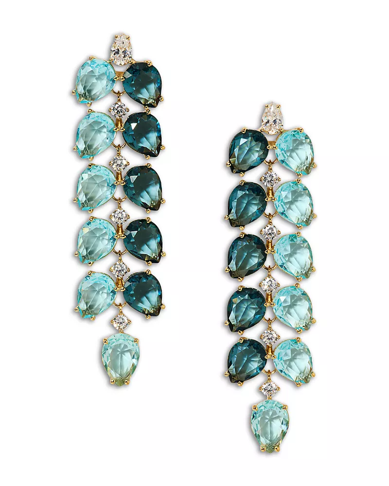 Nadri Mojito Pear Shape Crystal Double Row Linear Drop Earrings