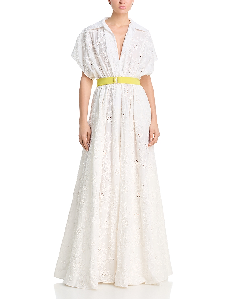 Norma Kamali Super Oversized Boyfriend Neck Shirt Flared Gown