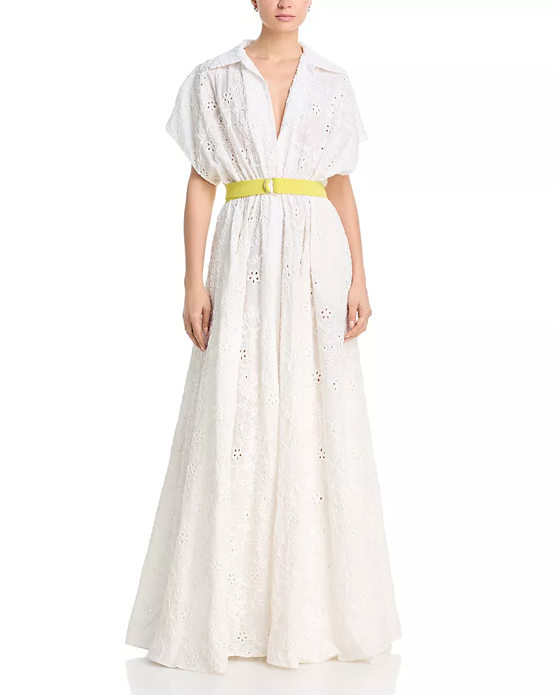 Norma Kamali Super Oversized Boyfriend Neck Shirt Flared Gown