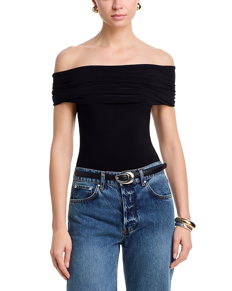 Norma Kamali Sleeveless Cowl Neck Hooded Bodysuit