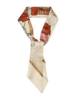 Stacked Tabby Print Silk SkinnyScarf