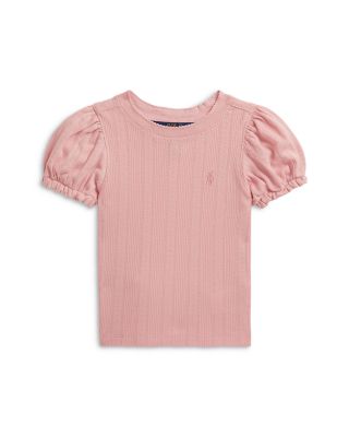 Polo Ralph Lauren Girls' Pointelle Knit Cotton Boxy Tee - Little Kid, Big Kid