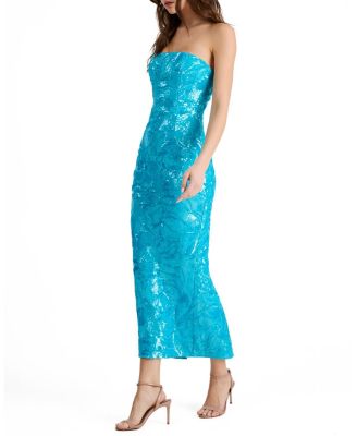  Leslie Sequin Strapless Gown