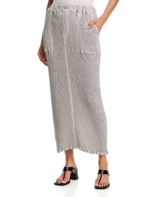 Issey Miyake Wavelet Maxi Skirt In Gray