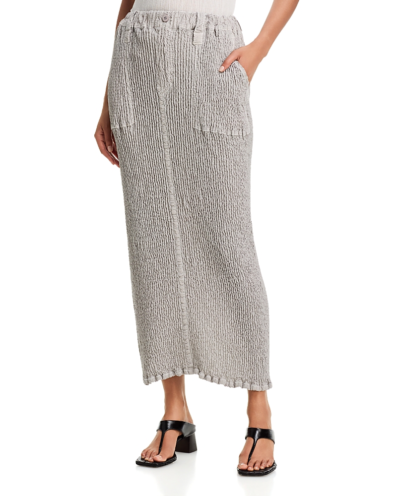 Issey Miyake Wavelet Maxi Skirt In Gray