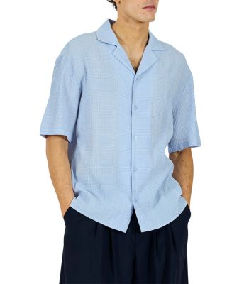 Camp Collar Micro Plaid Bowling Shirt