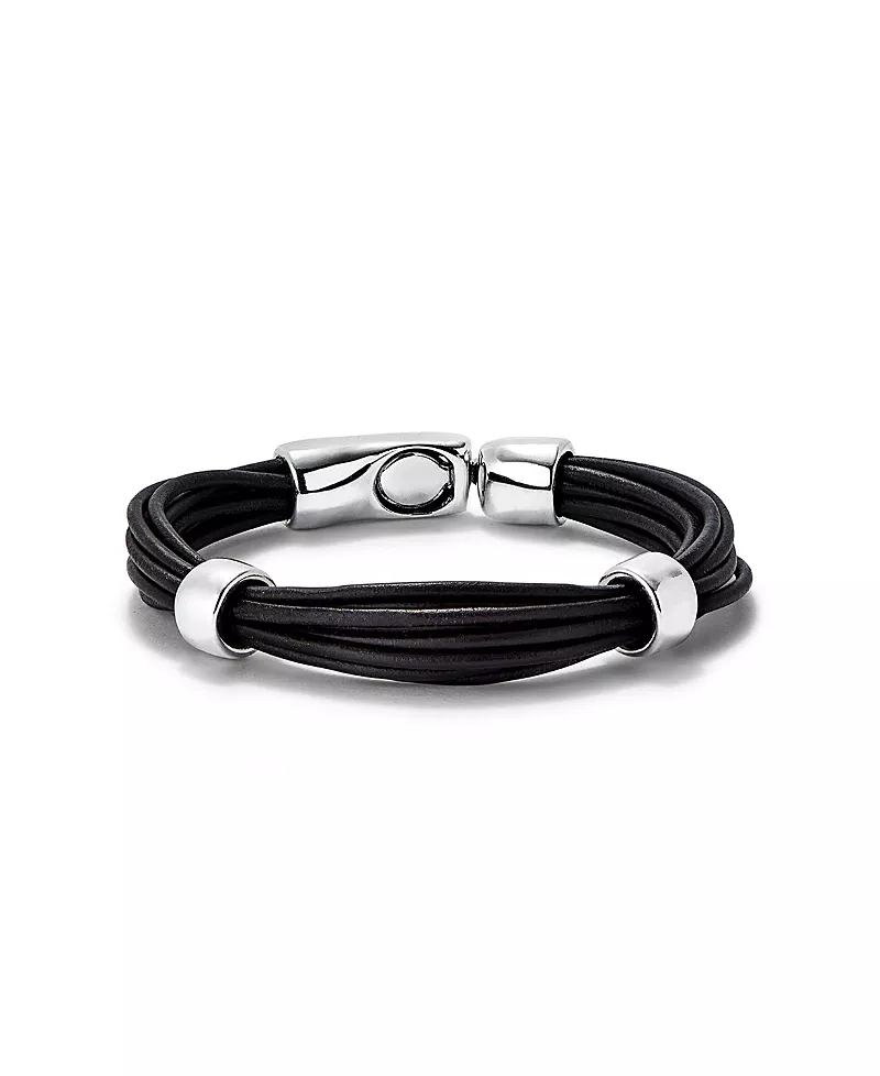 UNOde50 Multi Strand Leather Bracelet with 2 Circles