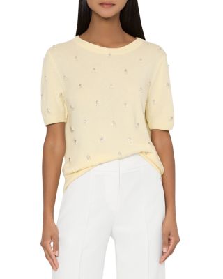Milly Rosalyn Short Sleeve Sweater In Yellow