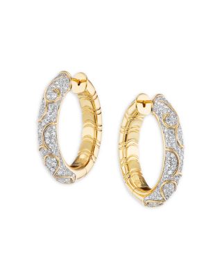 18K Yellow Gold Ondine Diamond Pav&eacute; Petite Hoop Earrings