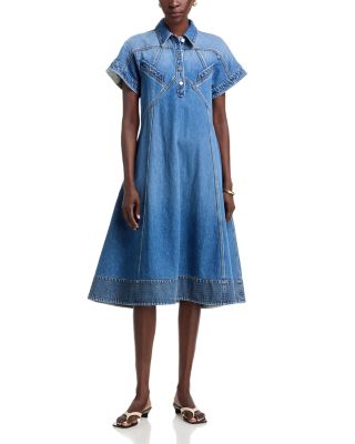 Denim Trapeze Midi Dress