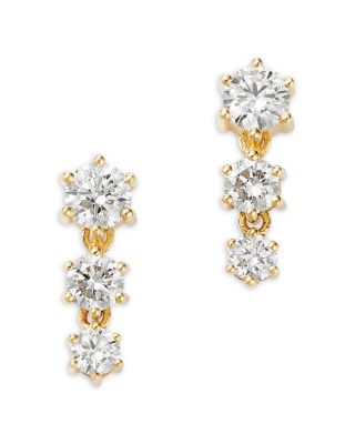 Certified Diamond Graduated Drop Earrings  in 14K Gold, 1.0 tcw
