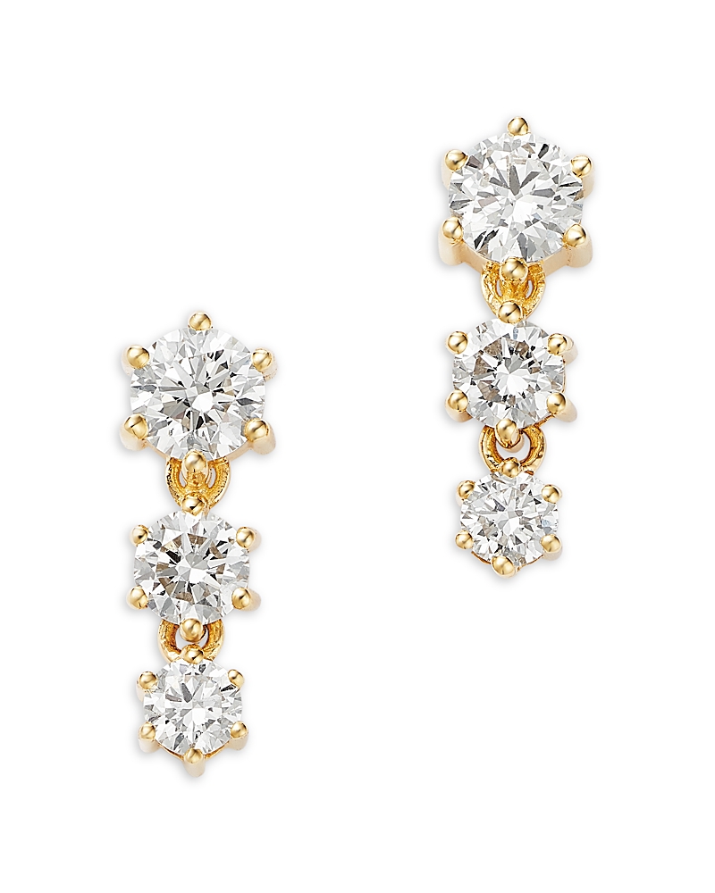 Bloomingdale's Fine Collection Certified Diamond Graduated Drop Earrings in 14K Gold, 1.0 tcw