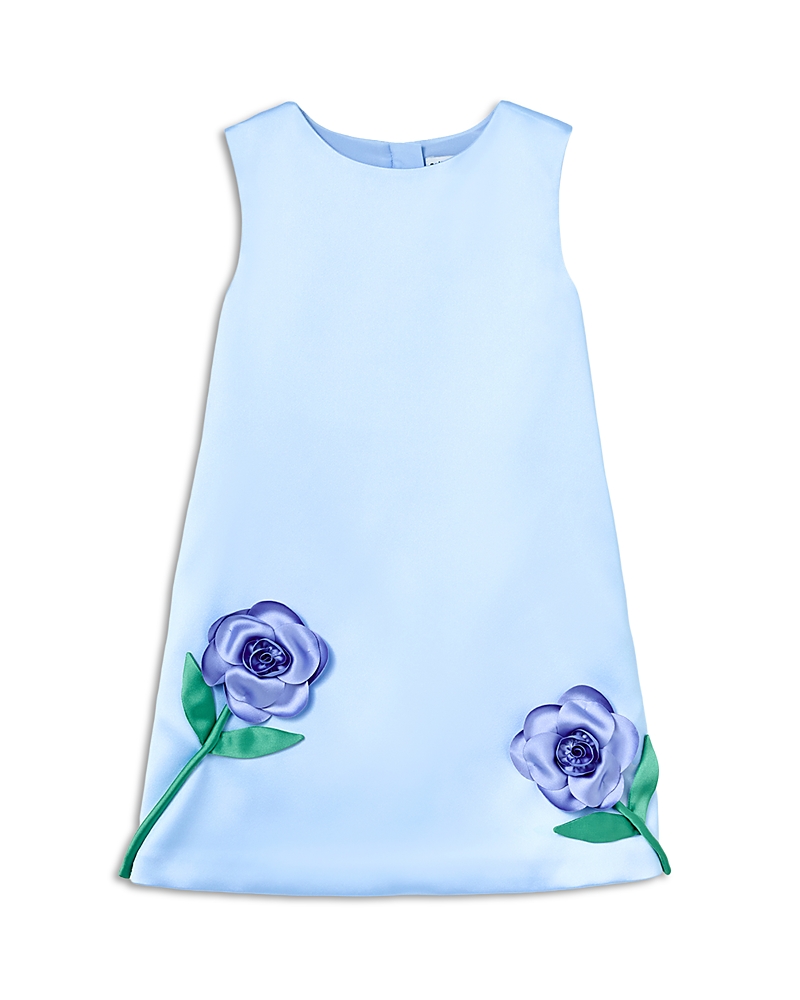 Self-Portrait Girls' Bonded Satin 3D Flower Dress - Little Kid, Big Kid