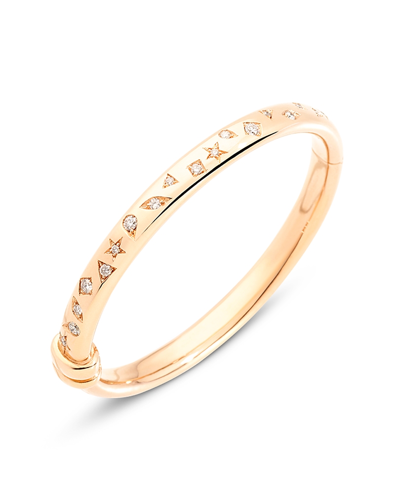 Pomellato 18K Rose Gold Iconica Diamond Geometric Set Bangle Bracelet, 1.4 tcw