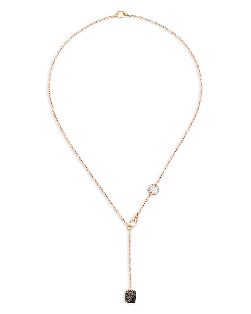 Pomellato 18K Rose Gold Sabbia Black, Brown & White Diamond Cluster Lariat Necklace
