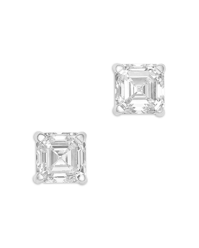 Bloomingdale's Fine Collection Luxe Collection Certified Lab Grown Diamond Asscher Cut Stud Earrings in 14K White Gold, 2.0 tcw
