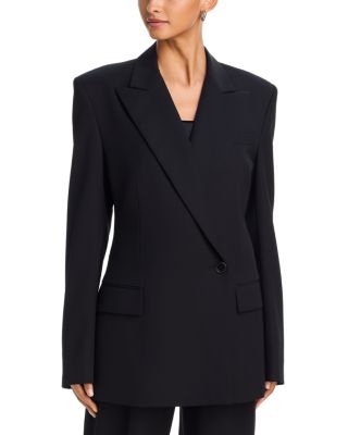 Belted Asymmetrical Button Blazer