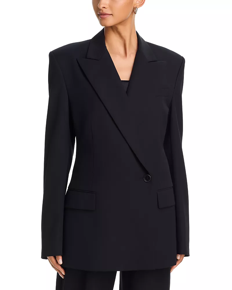 Helmut Lang Belted Asymmetrical Button Blazer