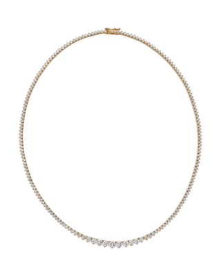 Certified Diamond Graduated Tennis Necklace in 14K Gold, 7.0 tcw