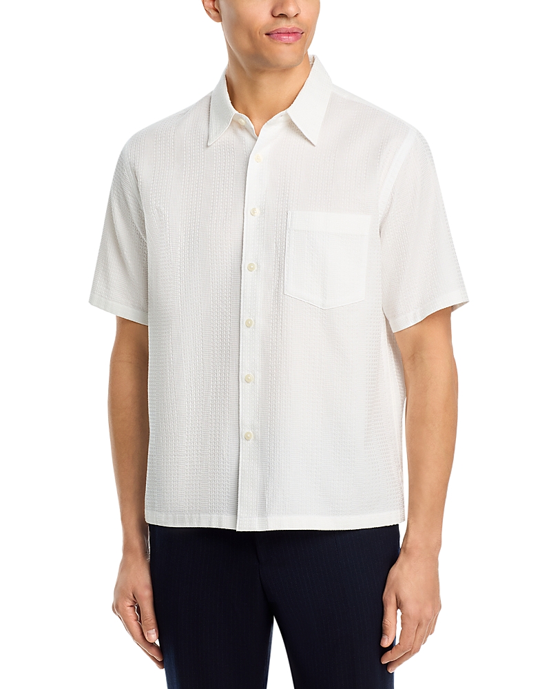 Theory Weekend Waffle Stripe Pocket Shirt