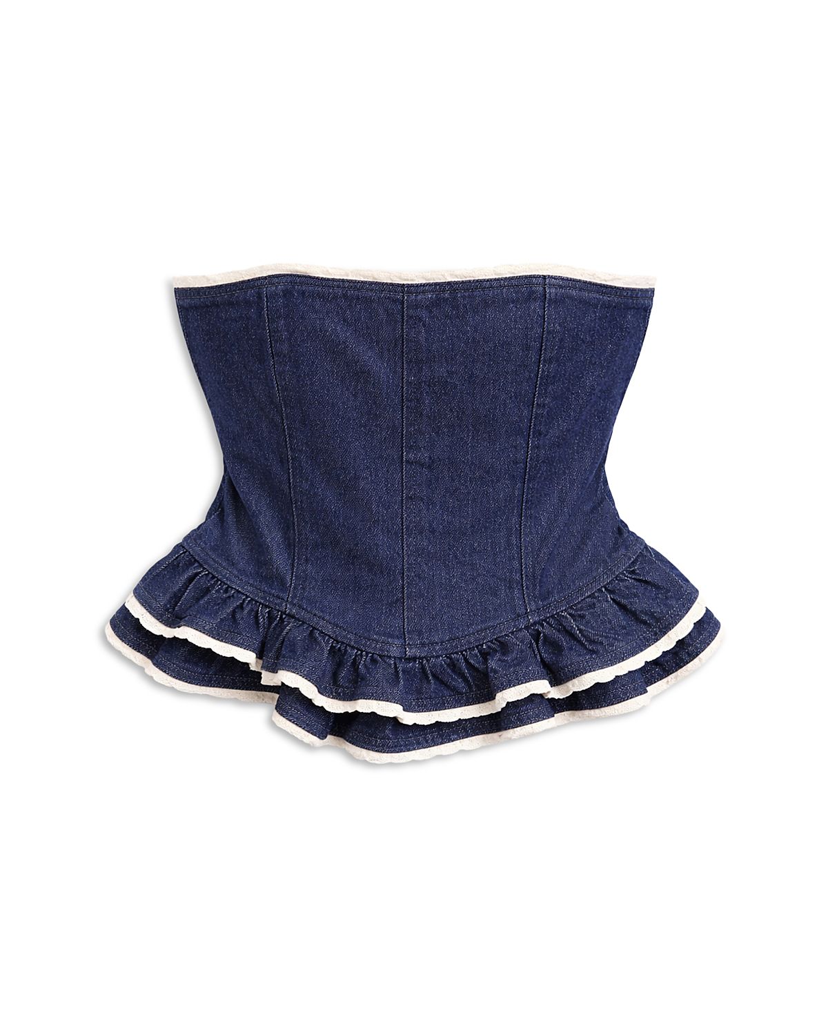 KatieJnyc Girls' Tween Kauai Denim Lace Trim Bustier Top - Big Kid