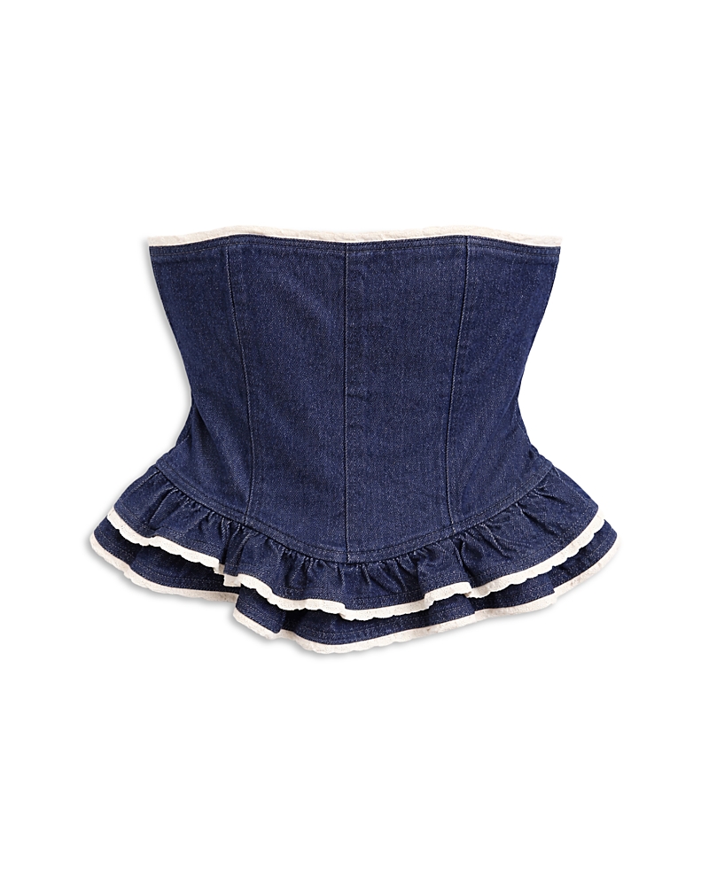 KatieJnyc Girls' Tween Kauai Denim Lace Trim Bustier Top - Big Kid