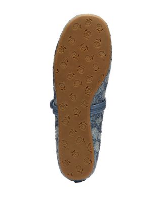 COACH Women's Crystal Signature Denim Mary Jane Flats