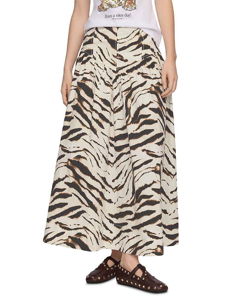 Ganni Zebra Print Stretch Cotton Skirt