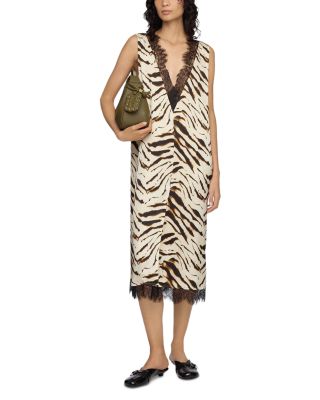 Zebra Print Satin Dress