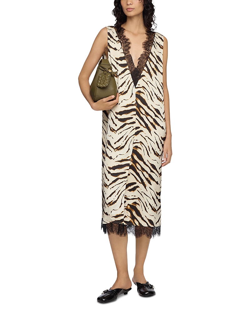 Ganni Zebra Print Satin Dress