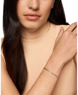 Micro Cable Flex&reg; Bracelet in Sterling Silver with 14K Yellow Gold and Diamonds, 2.6mm