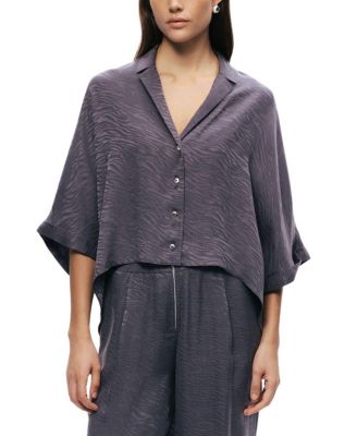  Relaxed Short-Sleeve Textured Shirt